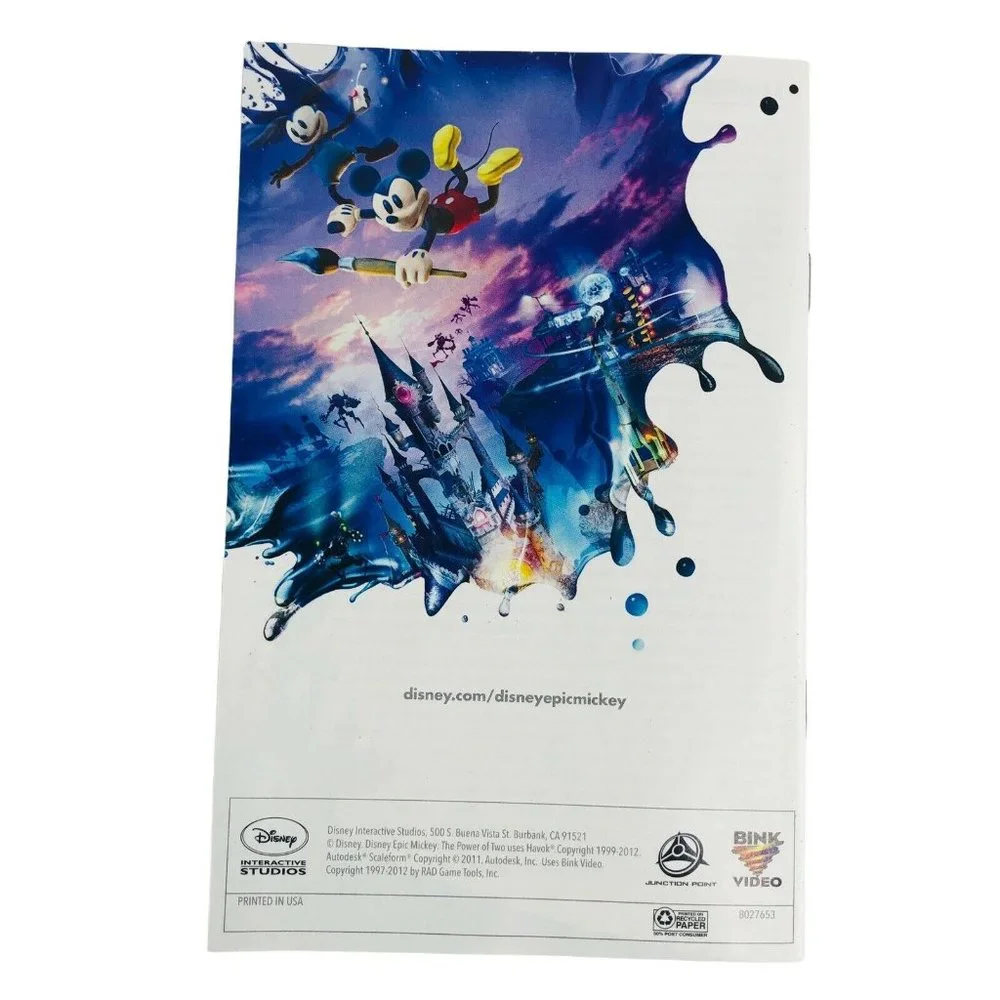 Disney Epic Mickey 2 The Power Of 2 Nintendo WII Complete Manual‎ Manual Disc